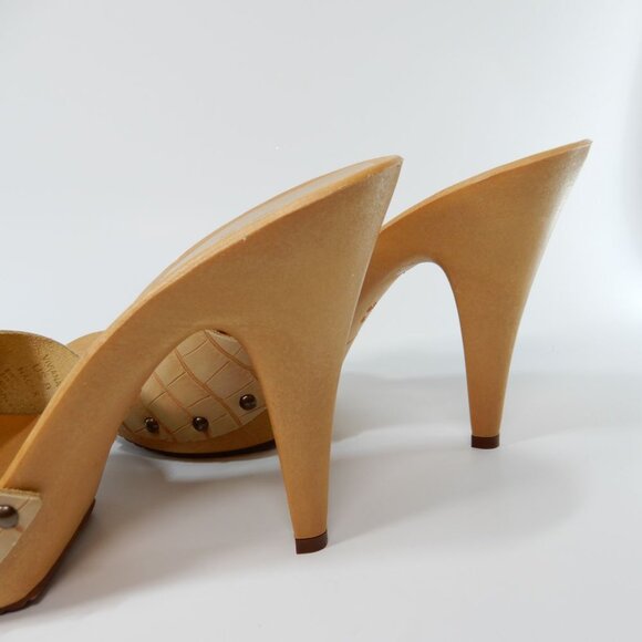 CANDIE'S Viviana Heeled Slide SANDALS Size 9 40 Beige Croco Vegan Retro NEW - Picture 9 of 14